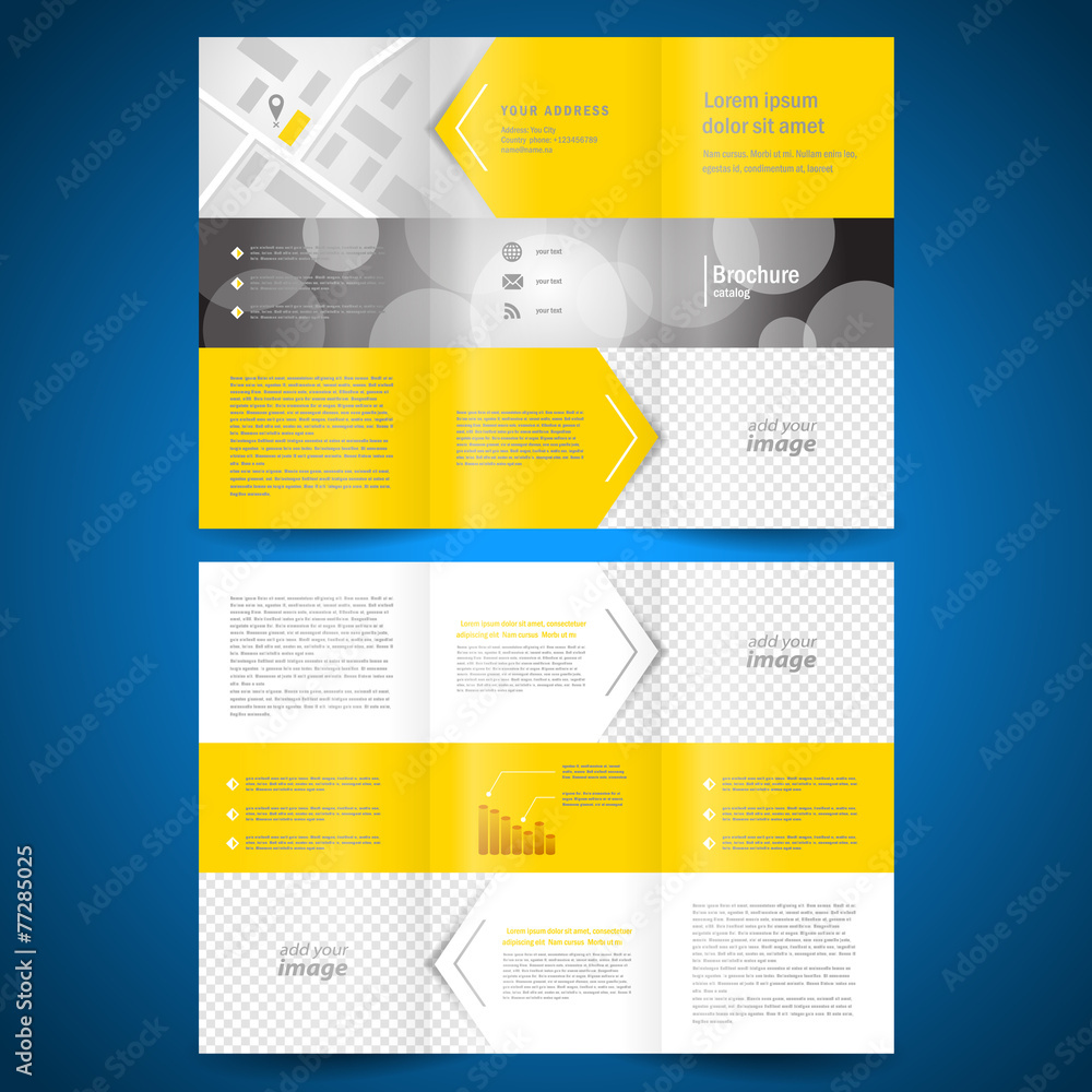 brochure folder leaflet arrow line yellow background