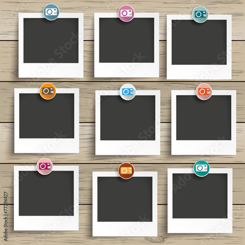 Wood 9 Photo Frames Camera Icons