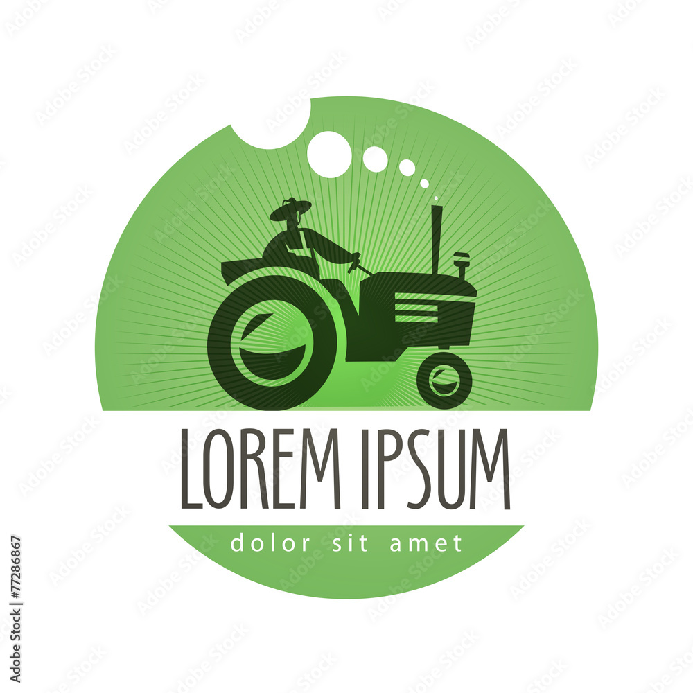 Obraz premium tractor vector logo design template. farm or natural product