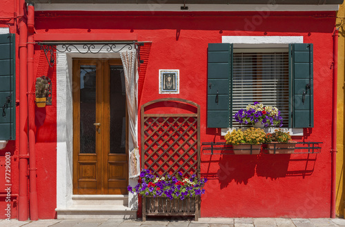 Colorful Residential house in Burano island  Venice  Italy.