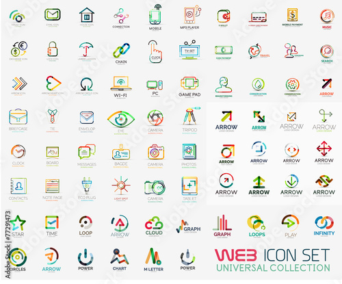 Mega collection of line design web logo icons