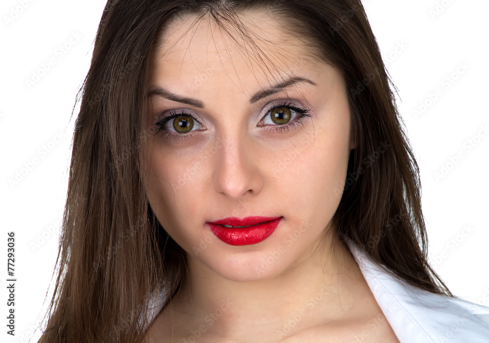 Portrait of the young woman with red lips Portrait of the young woman with red lips