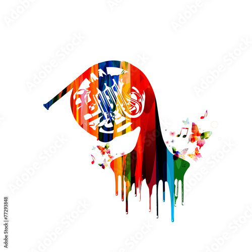 French horn colorful design