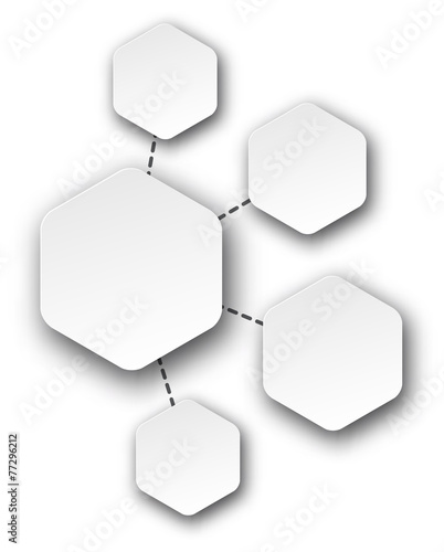 Abstract infographics with paper hexagonal notes.