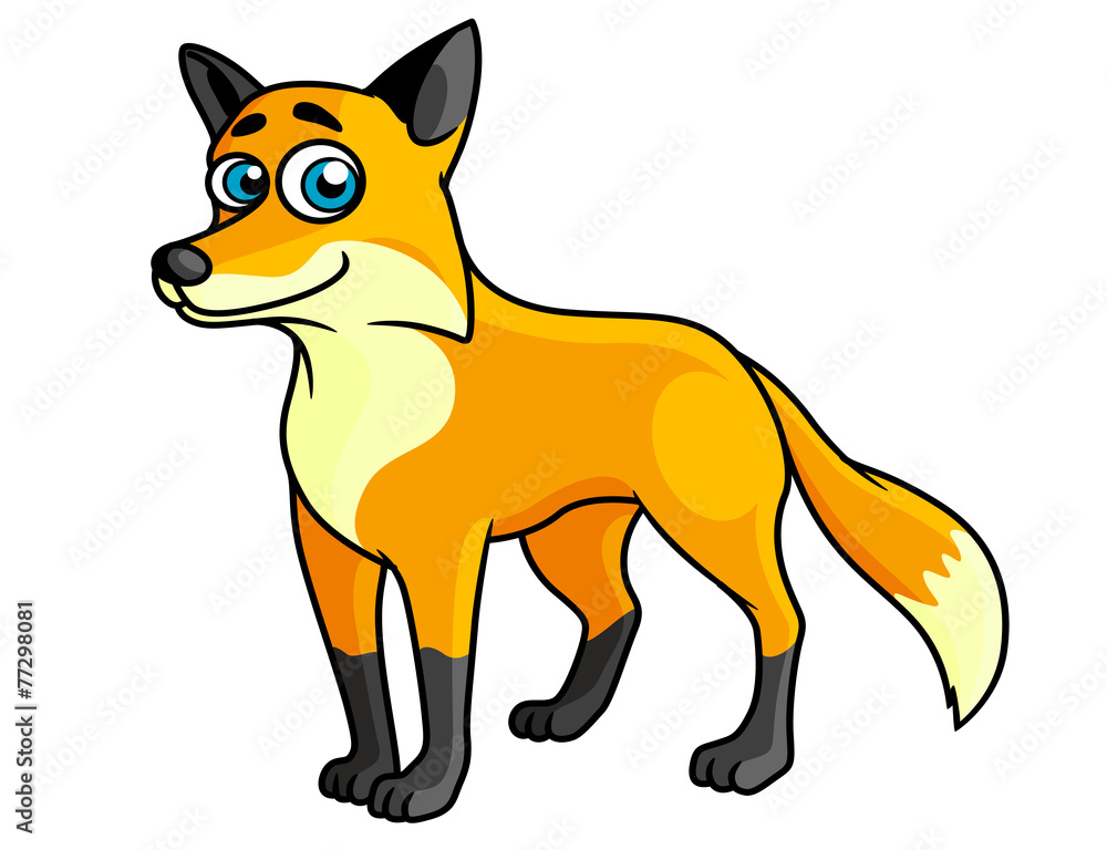 Smiling colored cartoon fox Smiling colored cartoon fox