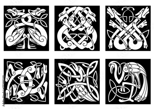 Birds and animals in celtic ornament