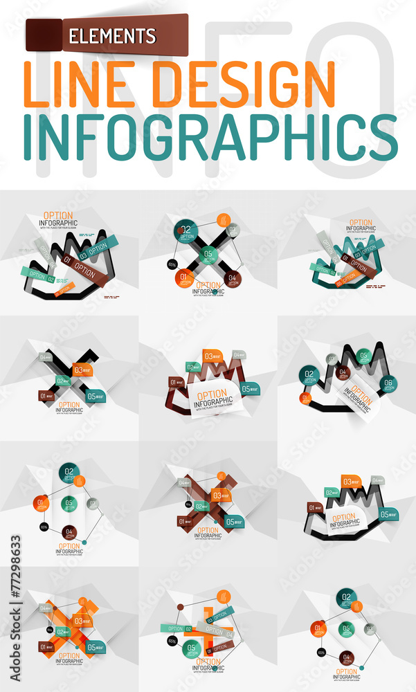 Set of modern abstract business geometric infographics