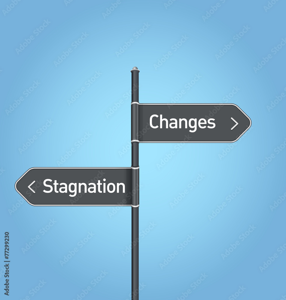 Fototapeta premium Changes vs stagnation choice road sign