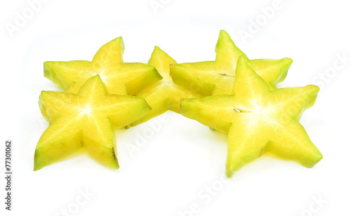 carambola  star fruit isolated on white background