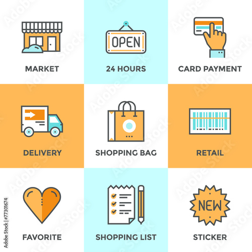 Shopping services line icons set