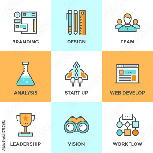 New product development line icons set