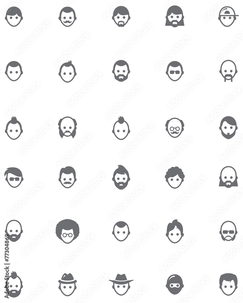 Vector men faces icon set Vector men faces icon set