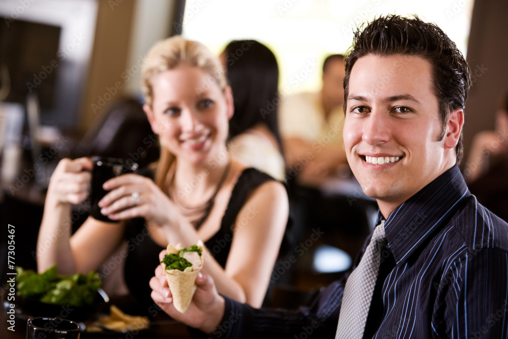 Coffee: Smiling Businessman At Lunch Meeting