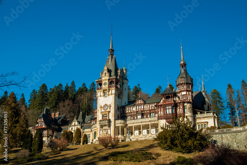 Peles Castle in the Carpathians Mountains, Romania.