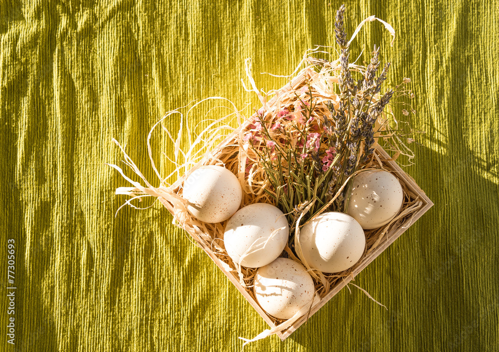 Easter eggs decoration with lavender