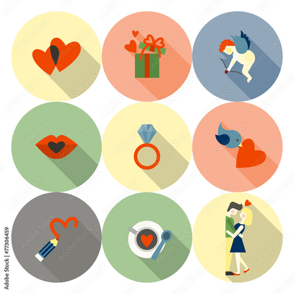 Fototapeta premium Happy Valentines Day Icons