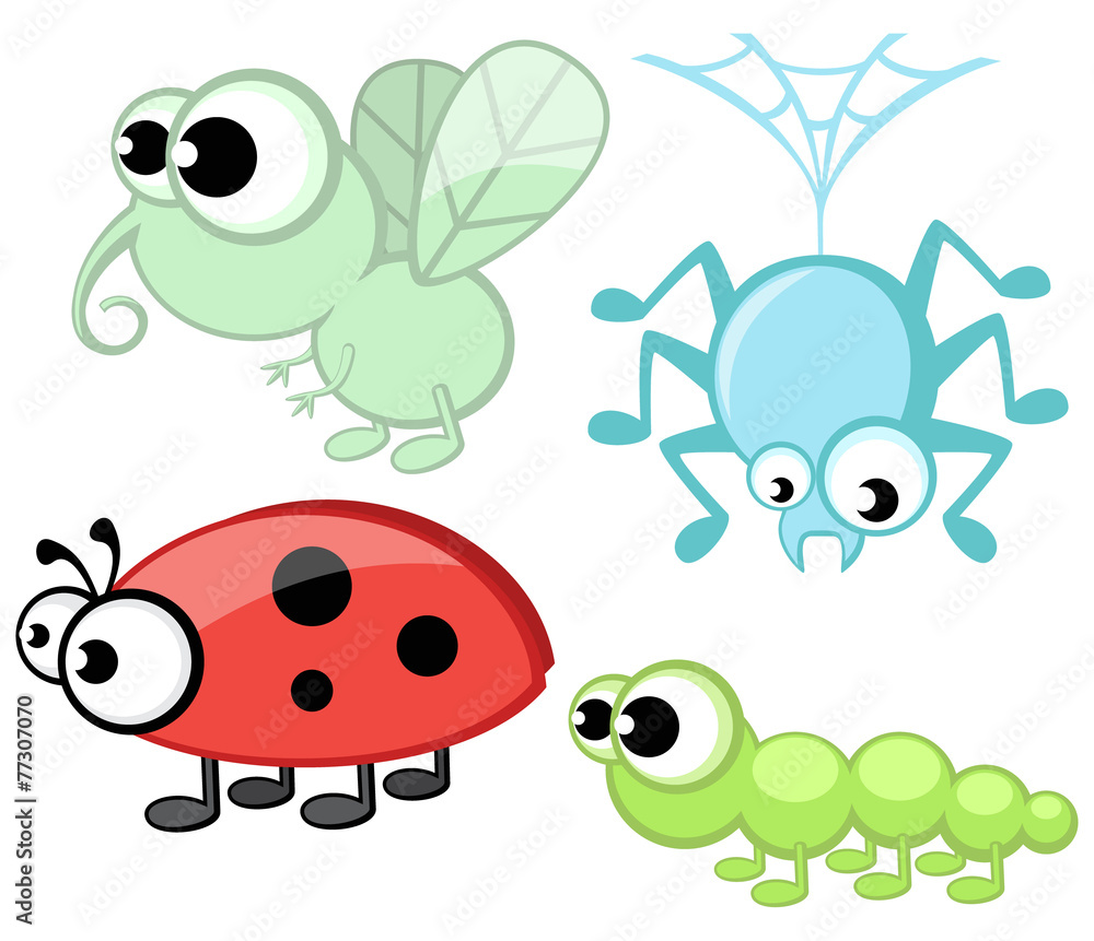 Cute cartoon insects set Cute cartoon insects set
