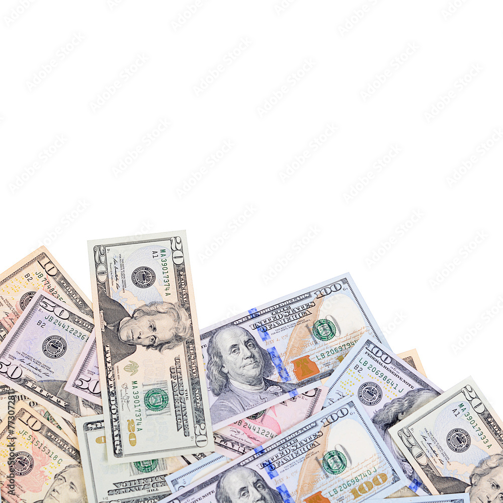 Dollar banknotes isolated on white background Dollar banknotes isolated on white background