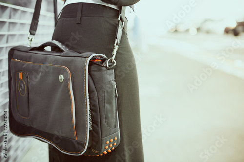 Travel: Focus On Female Traveler's Laptop Bag