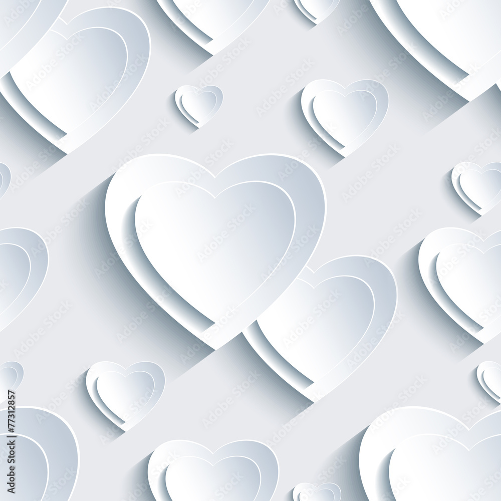 Grey Valentine's Day seamless pattern with 3d hearts Grey Valentine's Day seamless pattern with 3d hearts
