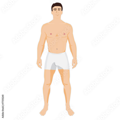 Man is standing in the underwear