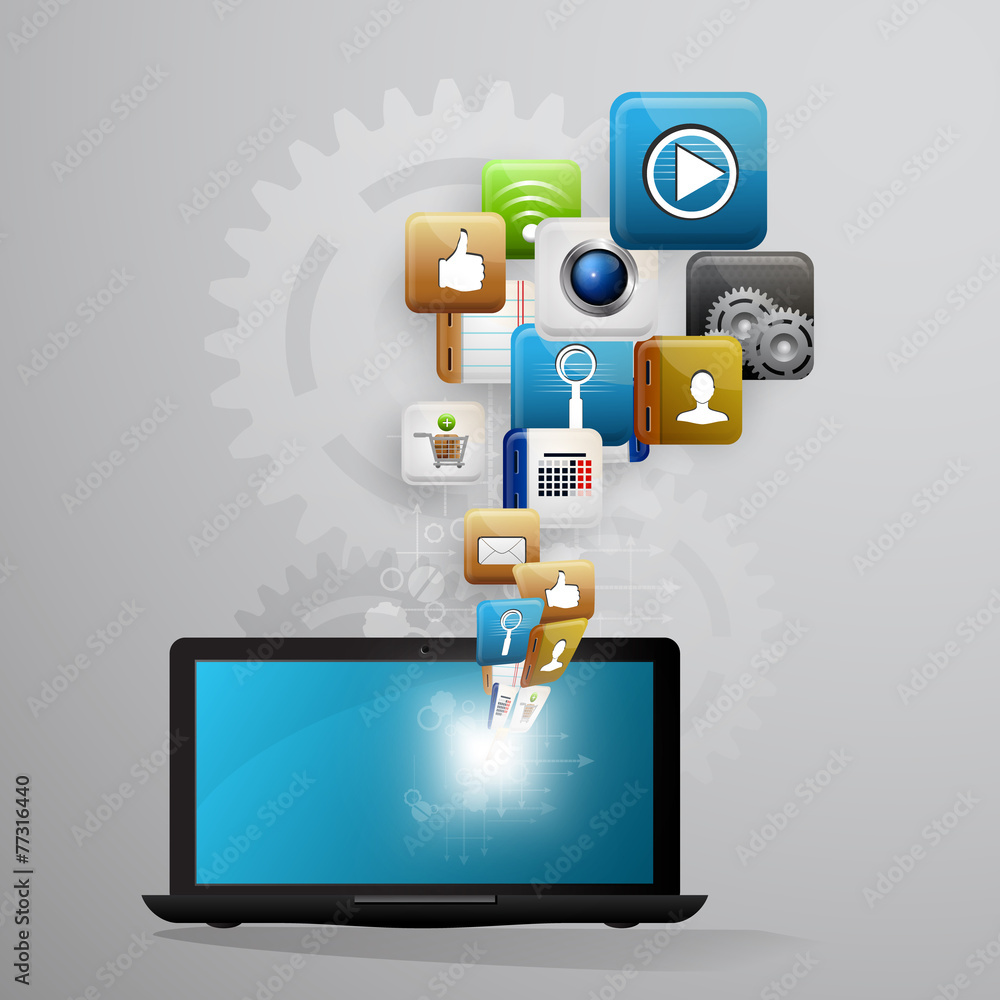 mobile device with a set of flat icons mobile device with a set of flat icons