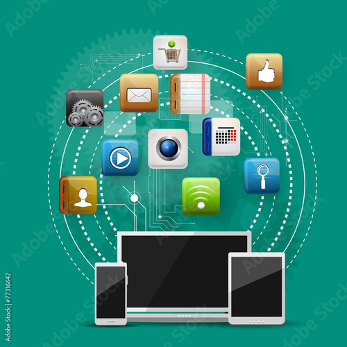 mobile device with a set of flat icons