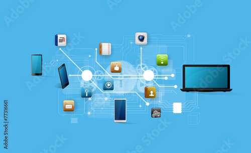 mobile device with a set of flat icons