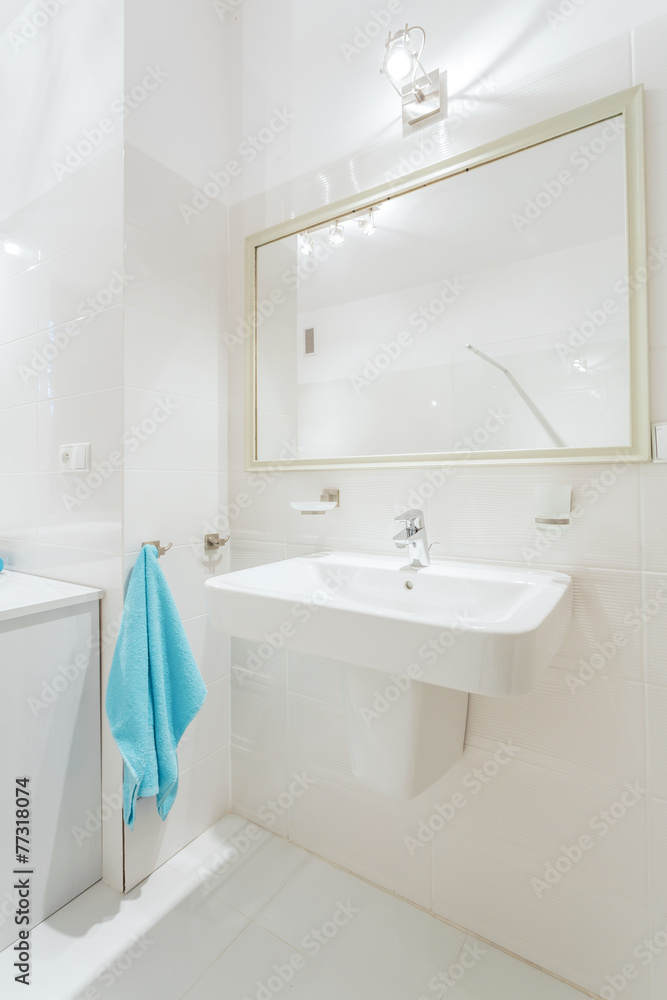 Blue towel in white toilet Blue towel in white toilet