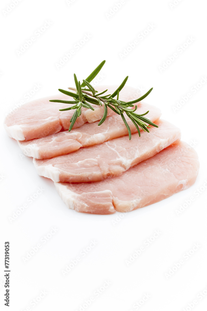 Pork chop on a white background.
