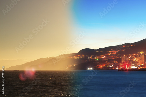 Montage of Yalta skyline night to day Crimea - Russia