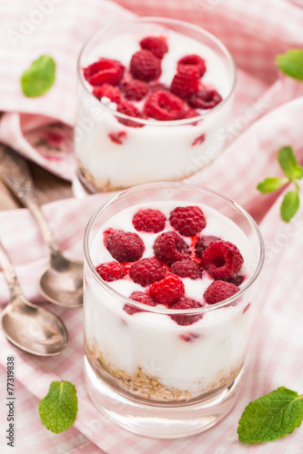 Wallpaper Mural Yogurt with muesli and raspberries Torontodigital.ca