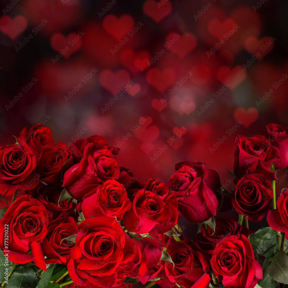 Natural red roses background Natural red roses background