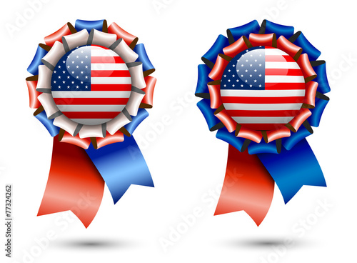 ribbon rosettes with american flags