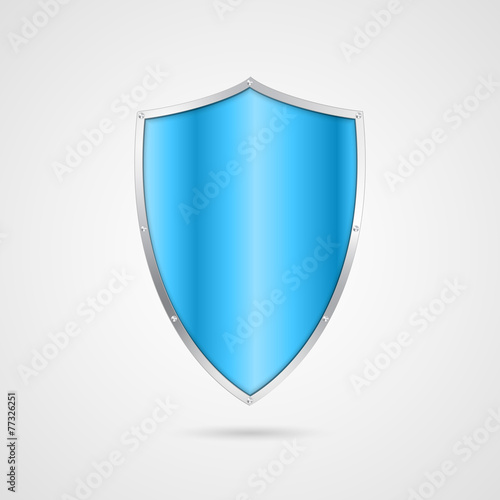 Blue shield icon. Vector illustration.