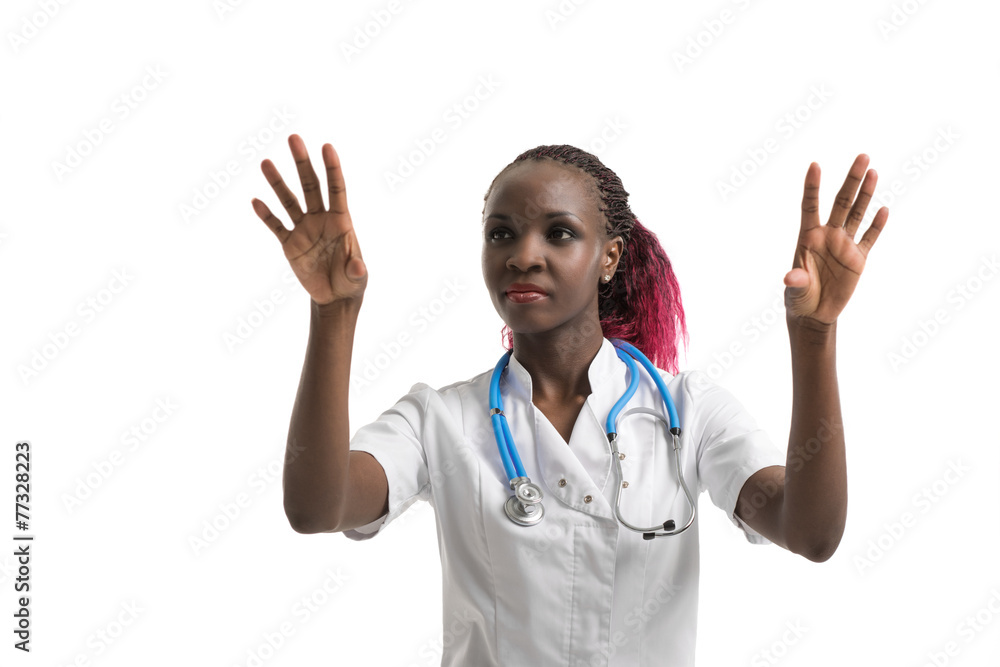 Medical doctor working with invisible interface Medical doctor working with invisible interface