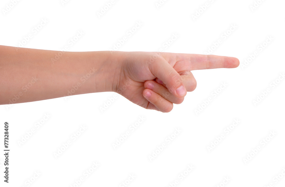 Baby index finger pointing isolated Baby index finger pointing isolated