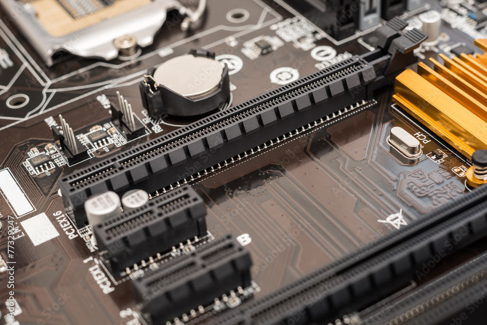 PCI Connector Slot On Computer Motherboard PCI Connector Slot On Computer Motherboard