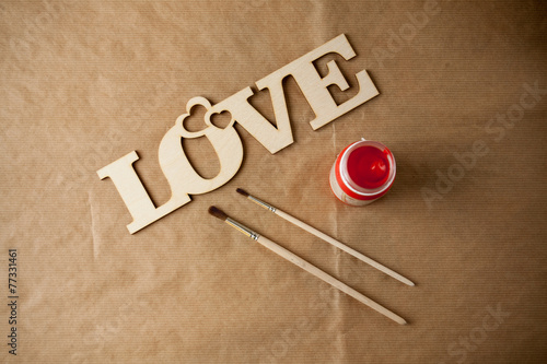 love sign and brushes