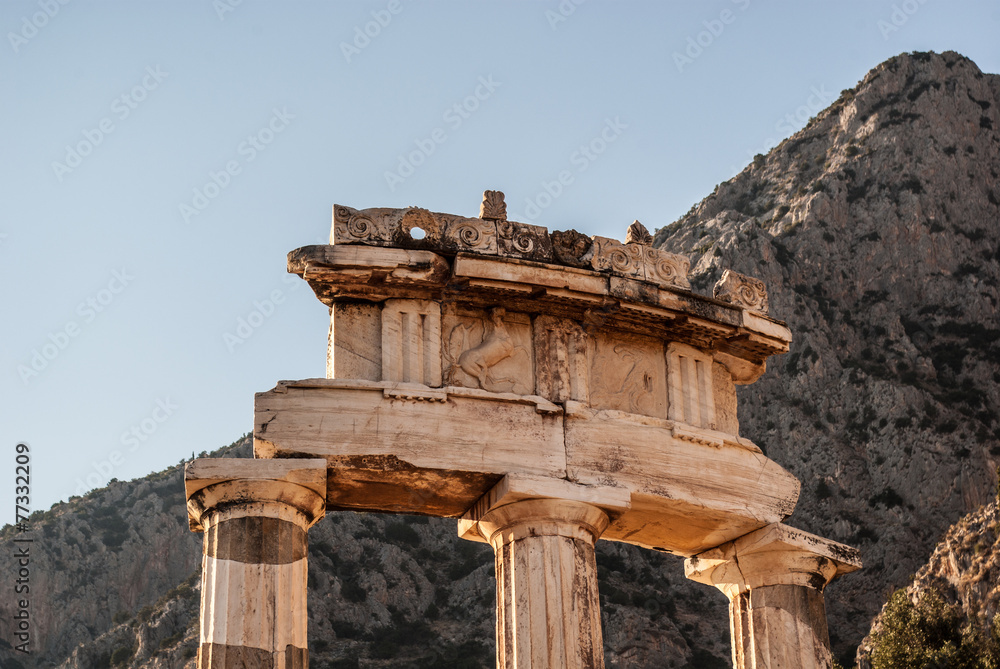 Temple of Athena in delphi - detail - obrazy, fototapety, plakaty 
