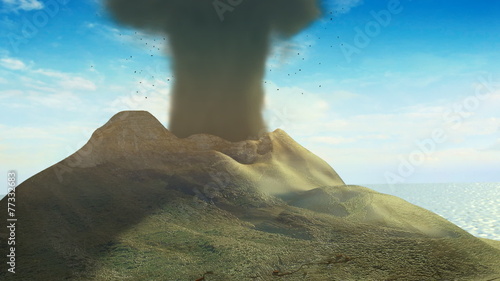 simulation. eruption of a volcano
