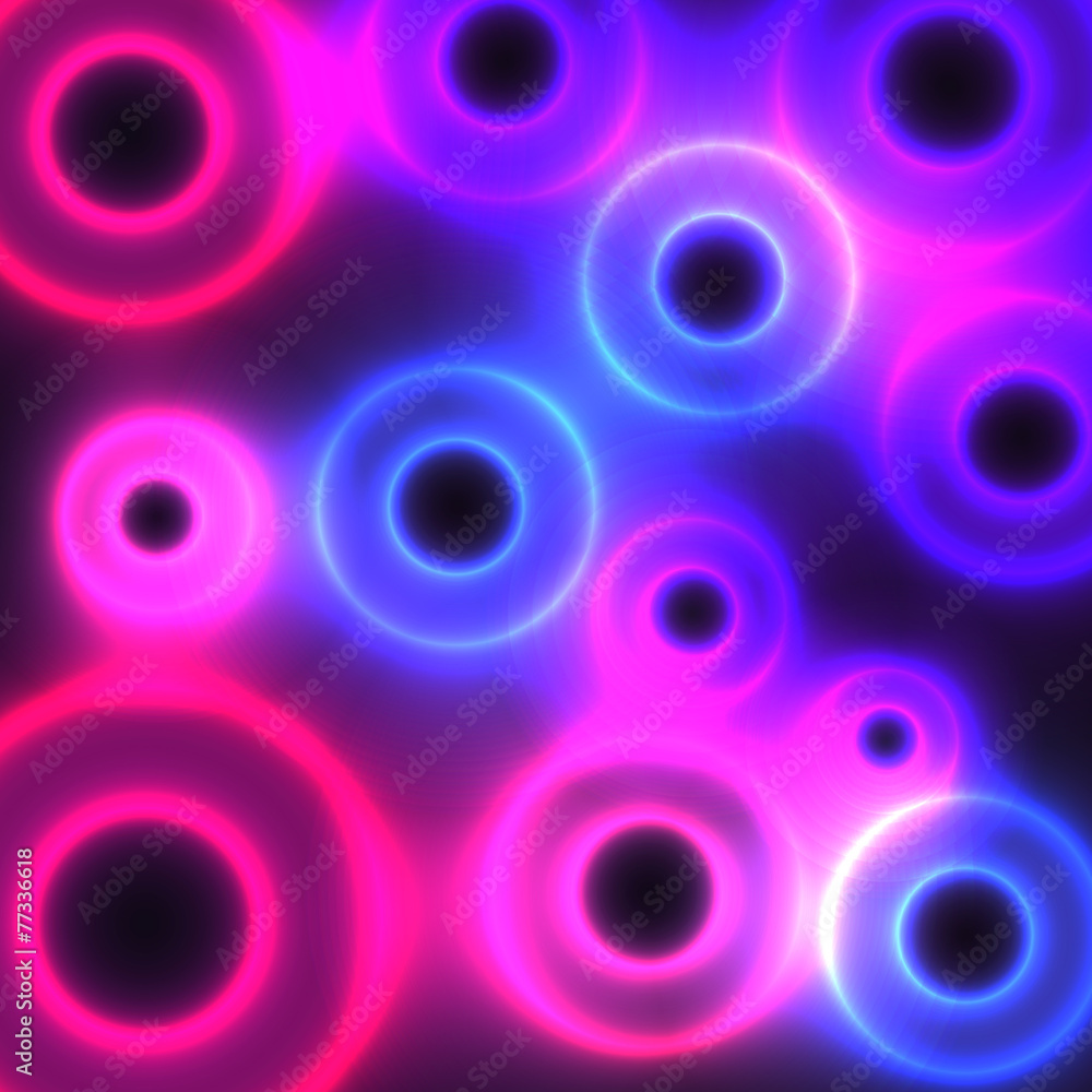 Dark background with blue and pink neon rings Dark background with blue and pink neon rings