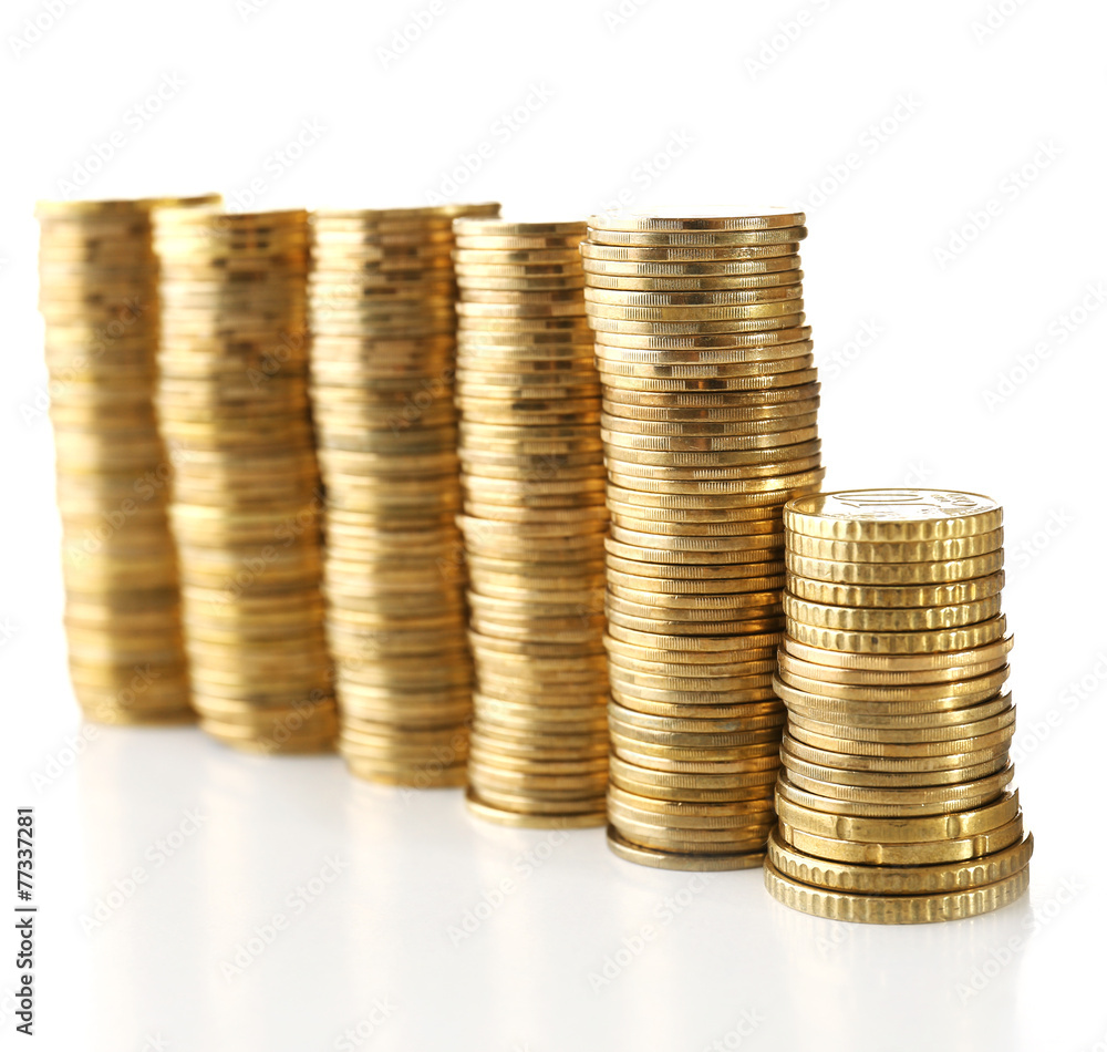 Pile of coins isolated on white Pile of coins isolated on white