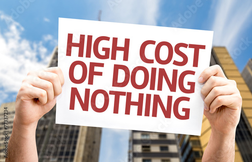 Wallpaper Mural High Cost of Doing Nothing card with a urban background Torontodigital.ca