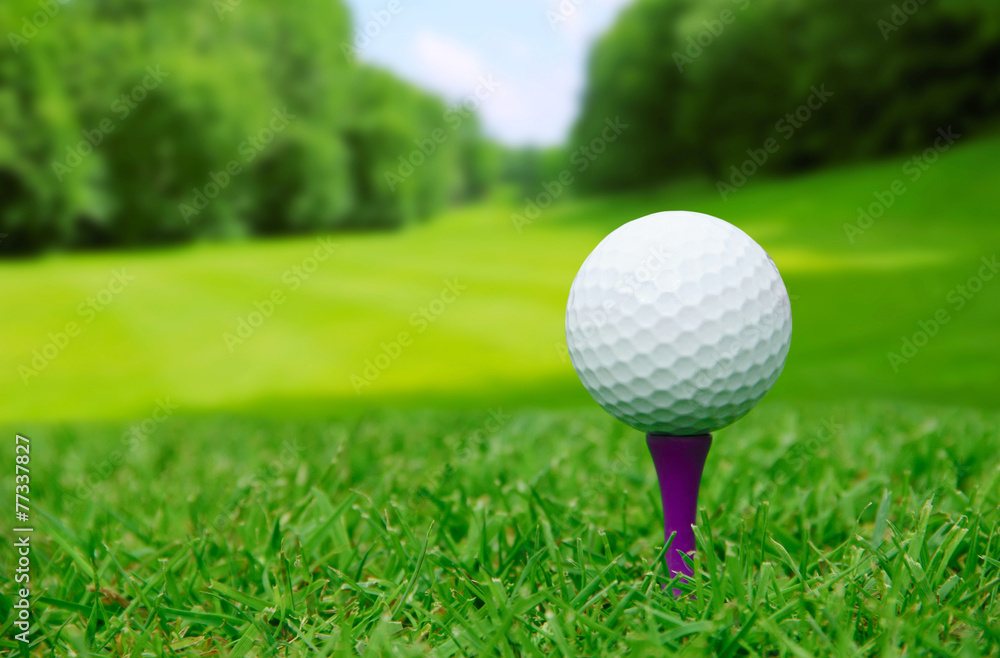 Golf ball on course - obrazy, fototapety, plakaty 