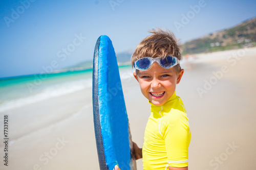 Canvas Print Boy with surf