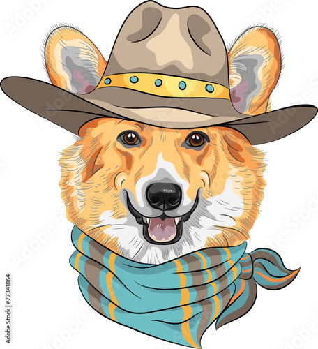 vector Hipster dog Pembroke Welsh corgi