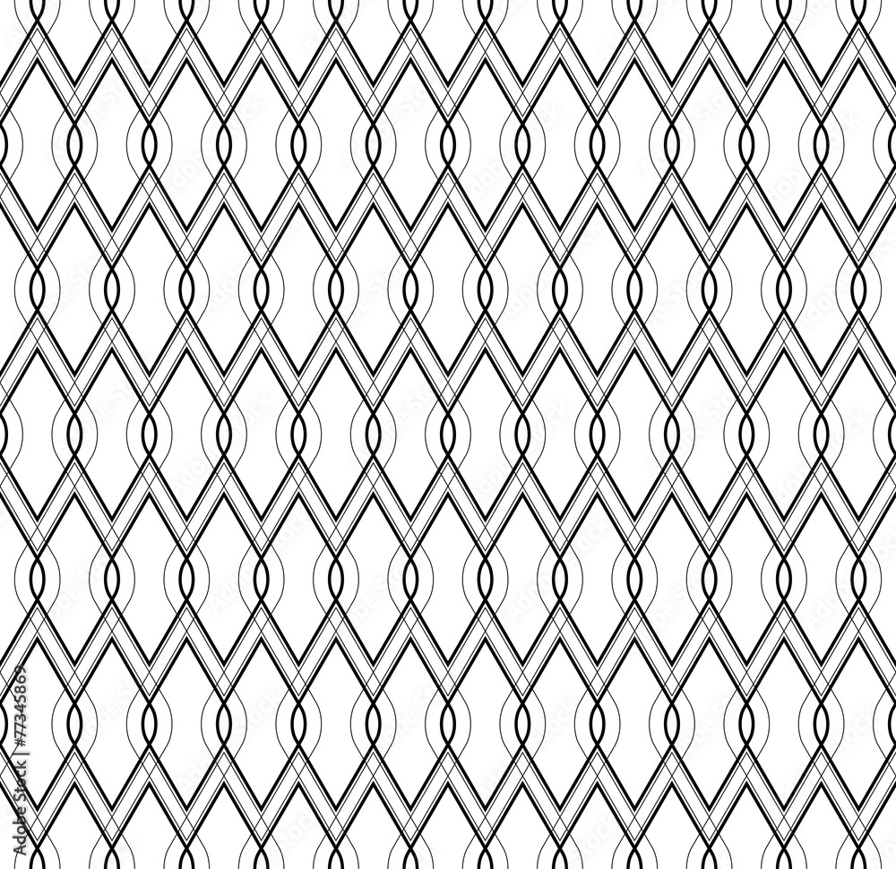 Naklejka premium Black and white geometric seamless pattern with line.