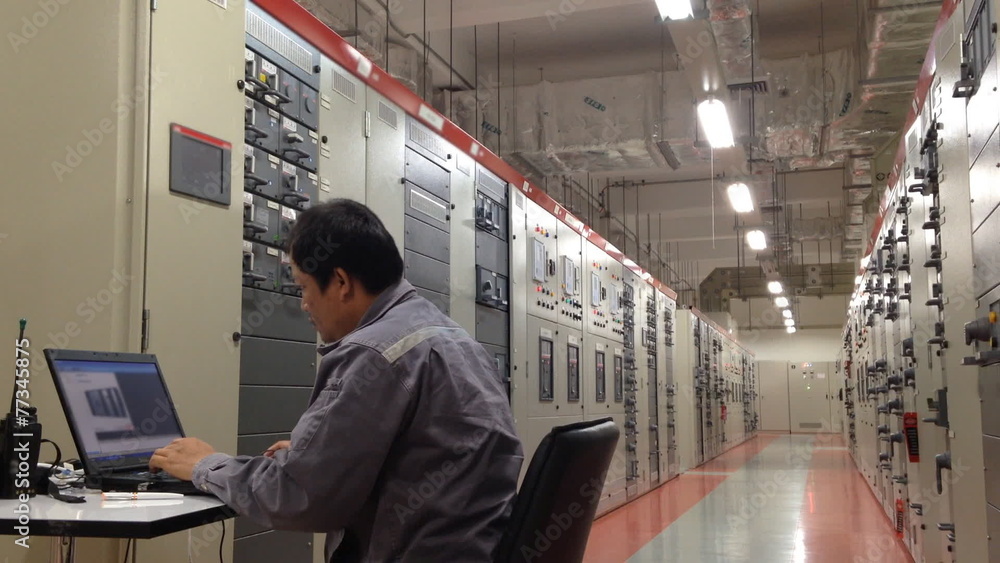 Engineer working in substation Engineer working in substation