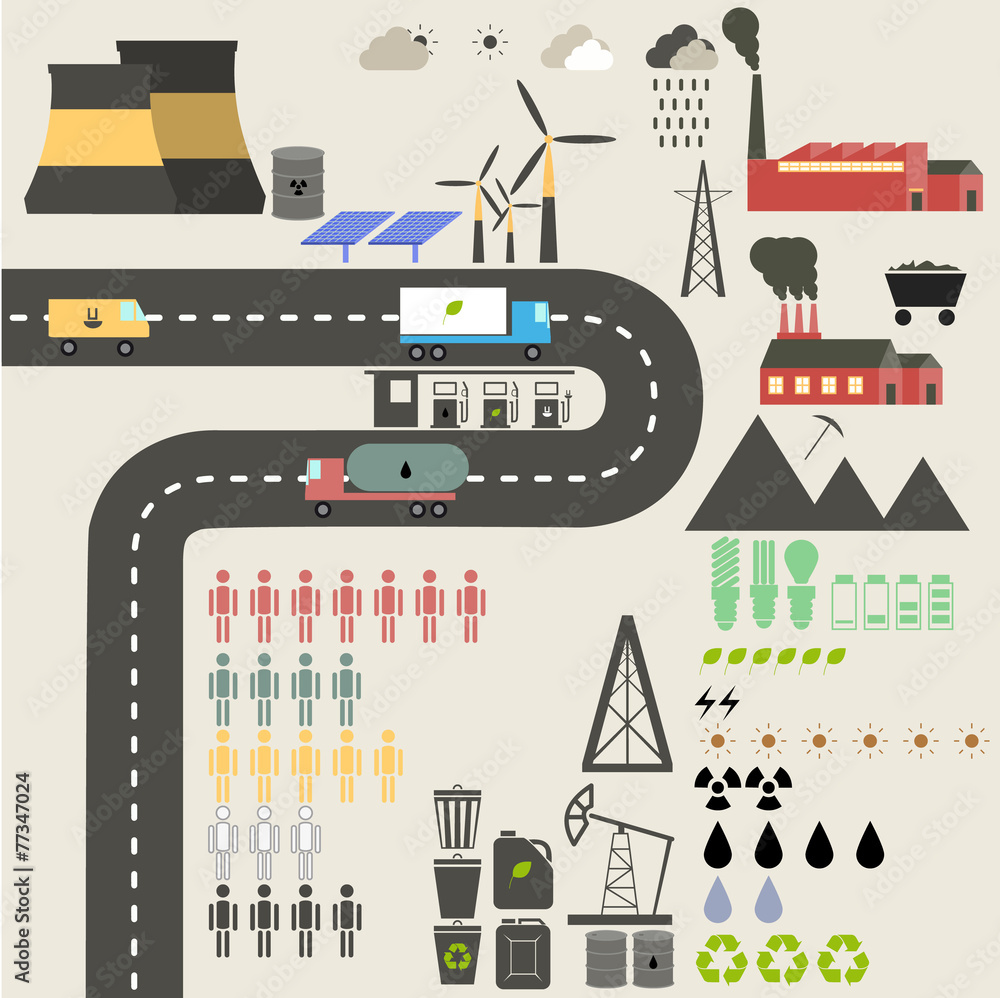 Flat Design Concept of Ecology.